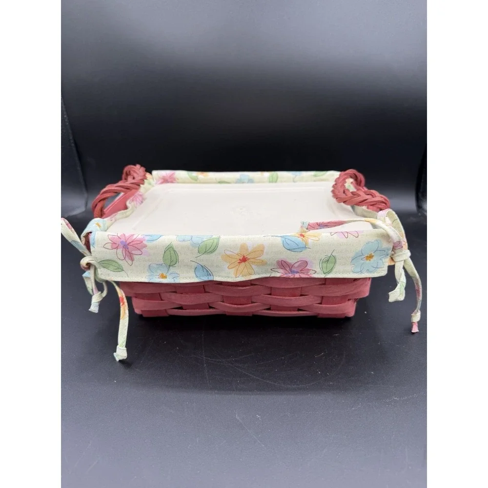 🧺💗 Longaberger 2008 Small Serving Basket – Pink w/ Liner & Storage Solutions💗